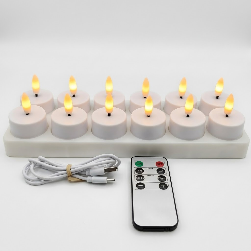 LED Candles Flameless Set Remote Timer USB Rechargeable | Meowbutter