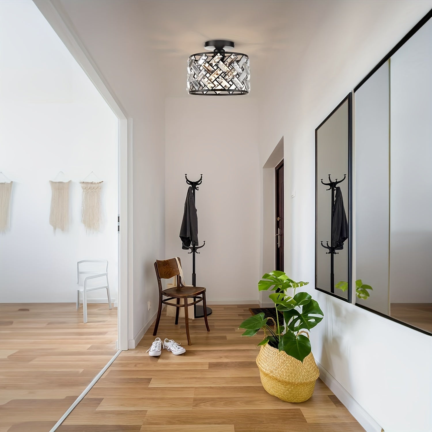 Modern Crystal Semi Flush Mount Ceiling Light | Elegant Decorative Fixture | Meowbutter