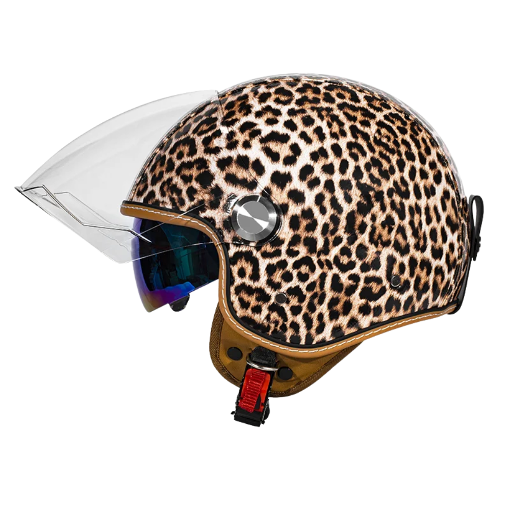 Casco Retro Jet 3/4 – Cara Abierta con Doble Visera Aprobado DOT/ECE - Meowbutter
