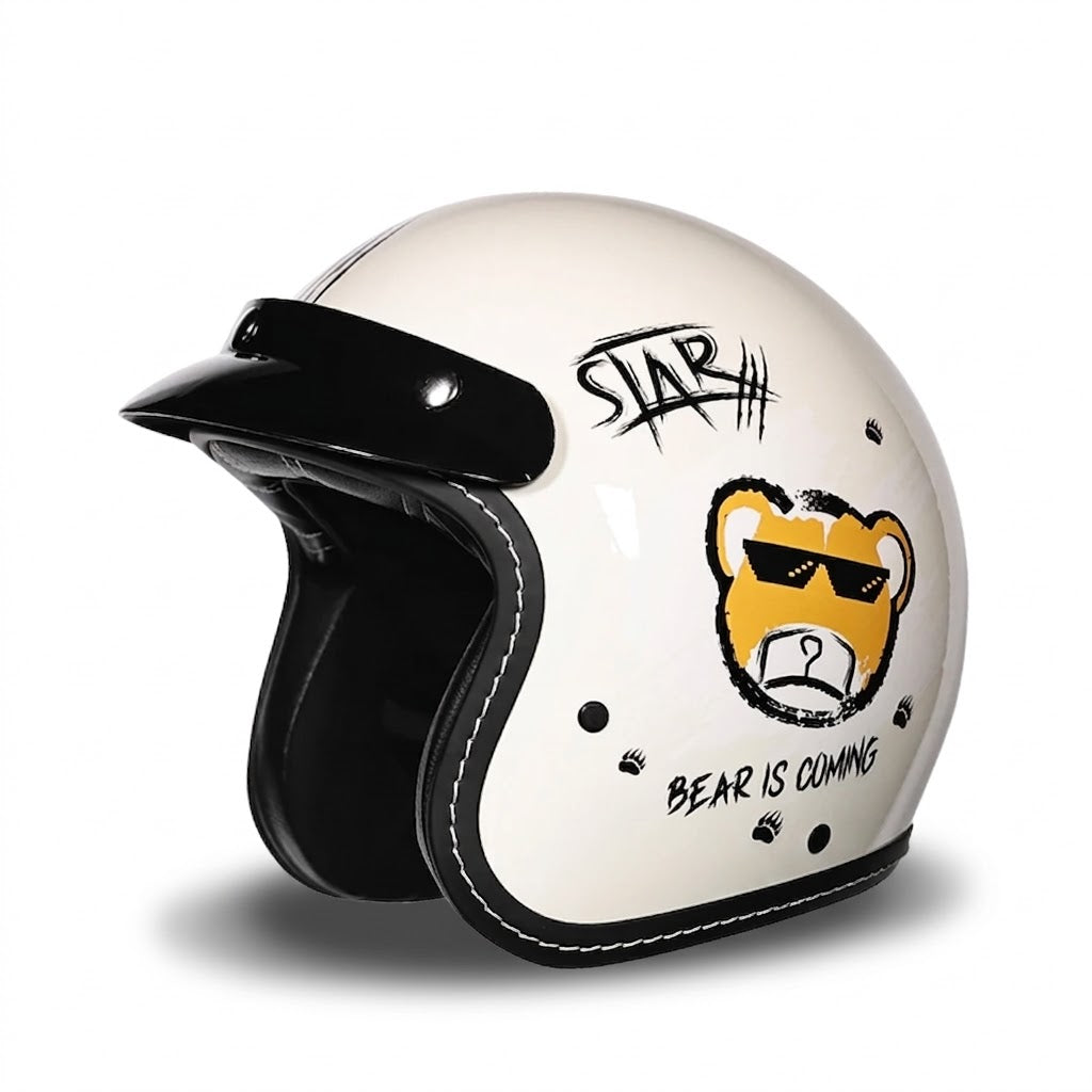 Vintage Open Face Motorcycle Helmet – All-Season Comfort & Protection - Meowbutter