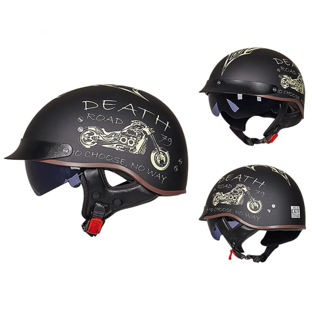 Casco de motociclista abierto estilo clásico – Certificado DOT - Meowbutter