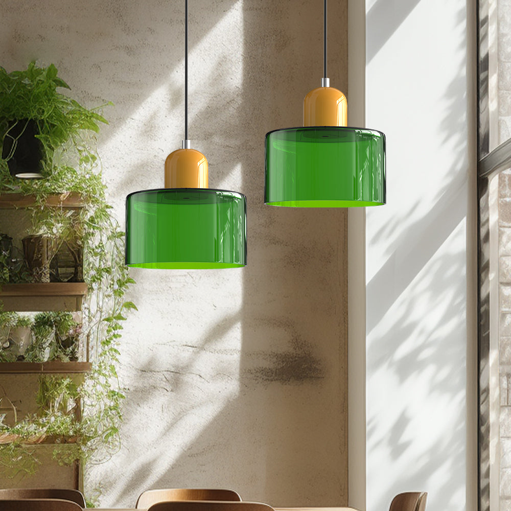 Bauhaus Glass Pendant Light — Vibrant Modernist Colored Shade