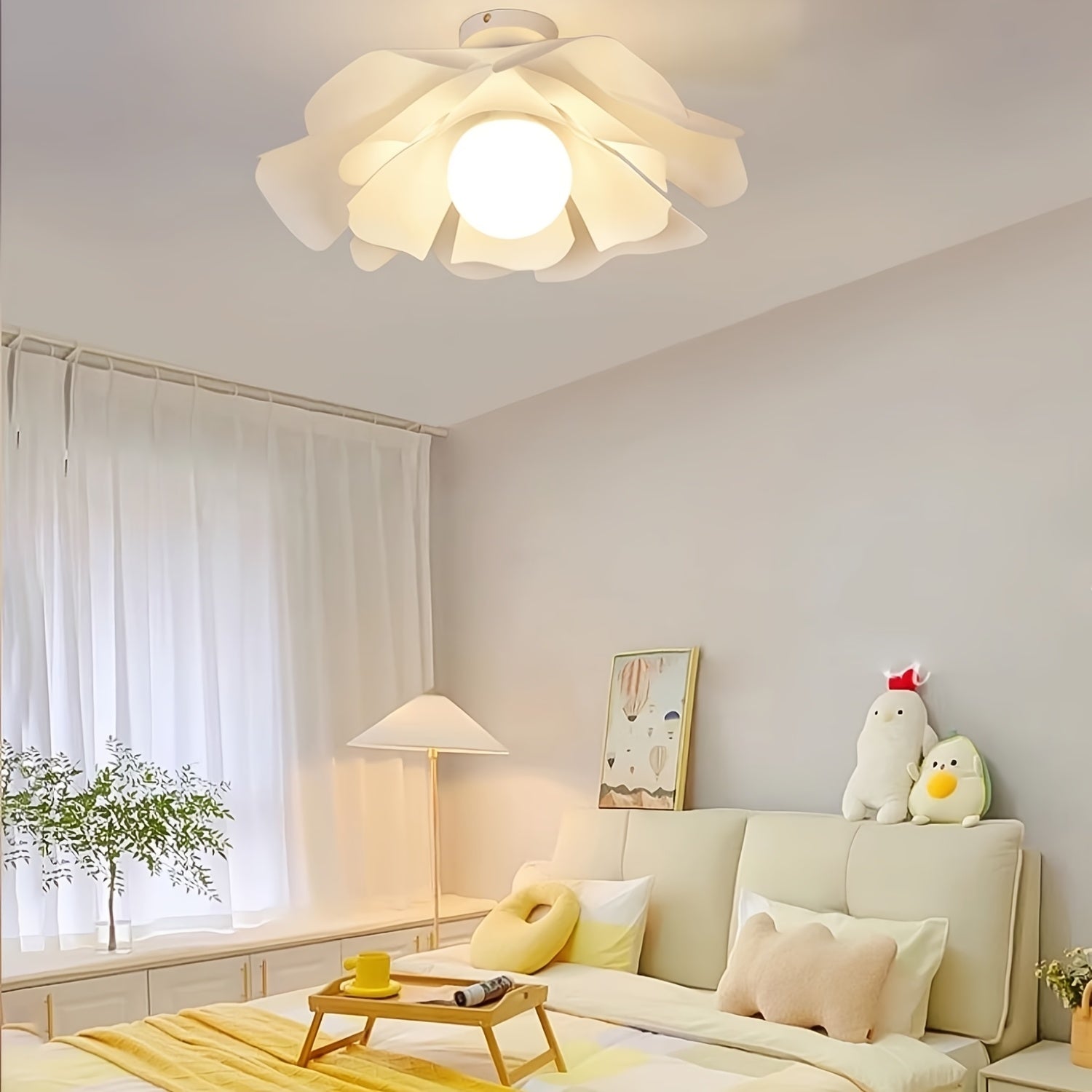 Petal Flower Ceiling Light | Modern Floral Semi Flush Mount Fixture | Meowbutter