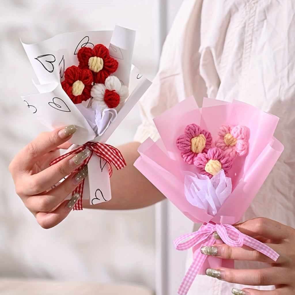 Handmade Mini Wrapped Floral Bouquet — Compact Ribbon-Tied Stems
