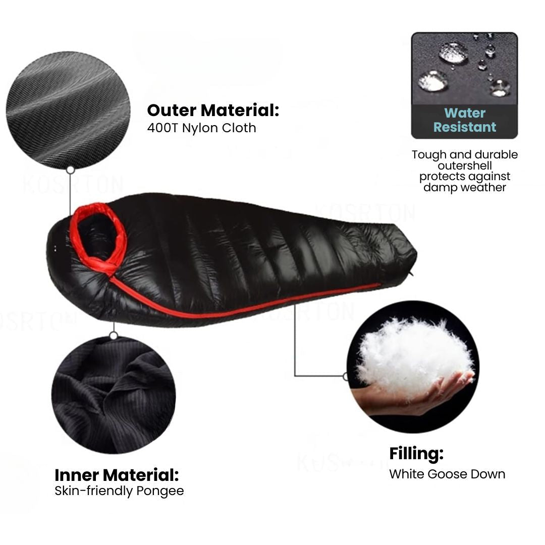 Saco-Cama de Penas - Nylon Ripstop 400T - Classificação -20°C - 5 Pesos - 5 Cores | meowbutter