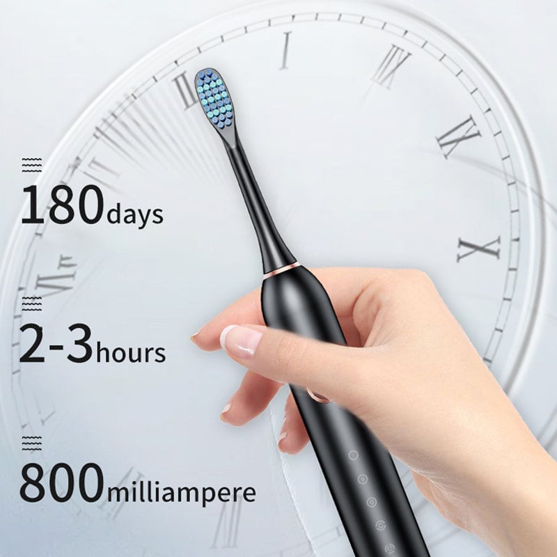 Sonic Electric Toothbrush - 4 Brush Heads & Storage Box - Rechargeable Adult Design | meowbutter