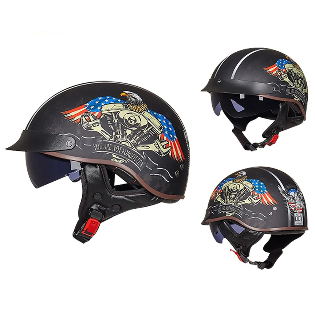 Casco de motociclista abierto estilo clásico – Certificado DOT - Meowbutter