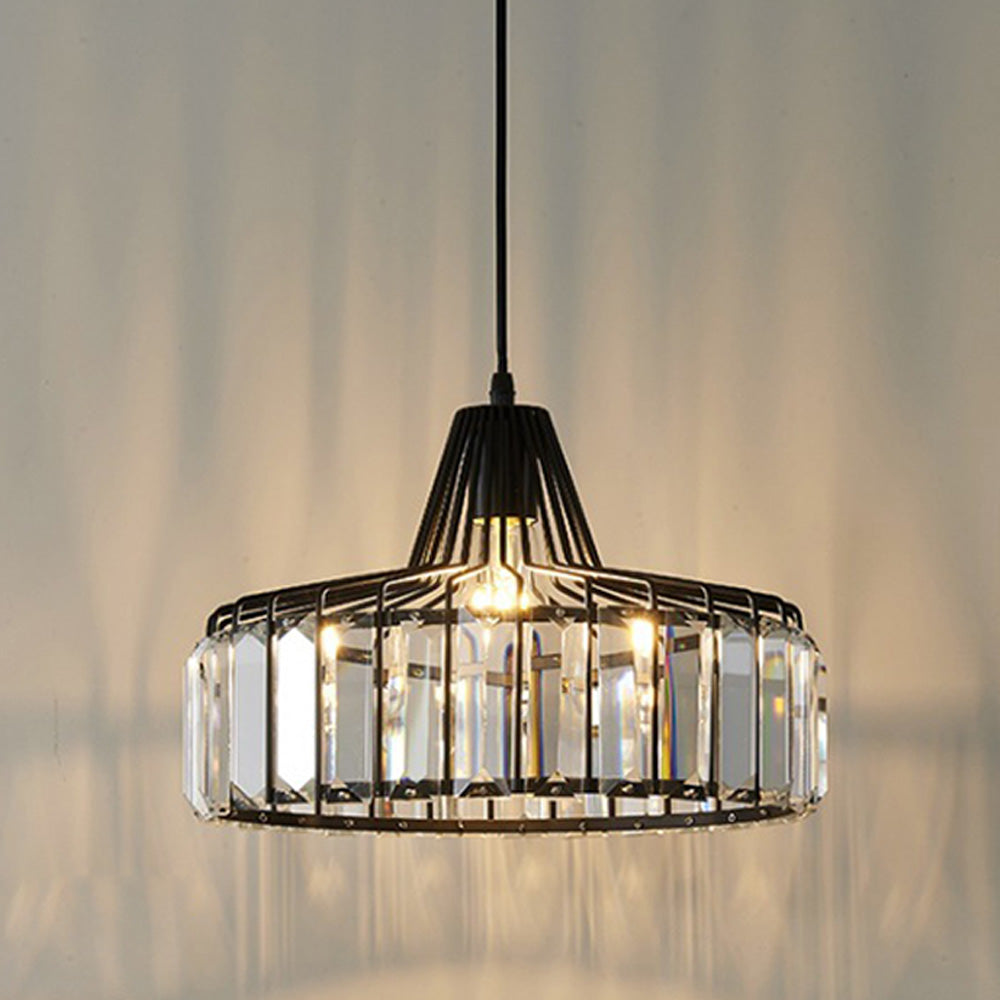 Modern Black Crystal Pendant Light | Elegant Hanging Fixture | Meowbutter