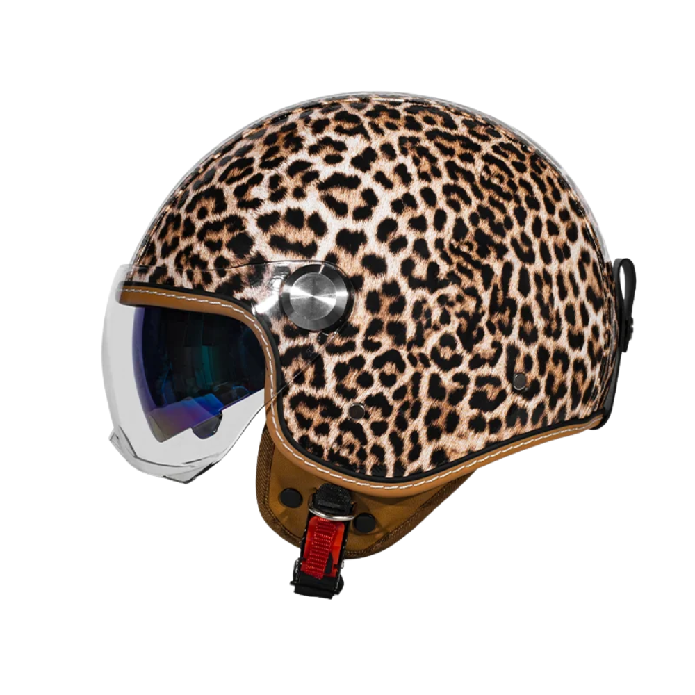 Casco Retro Jet 3/4 – Cara Abierta con Doble Visera Aprobado DOT/ECE - Meowbutter