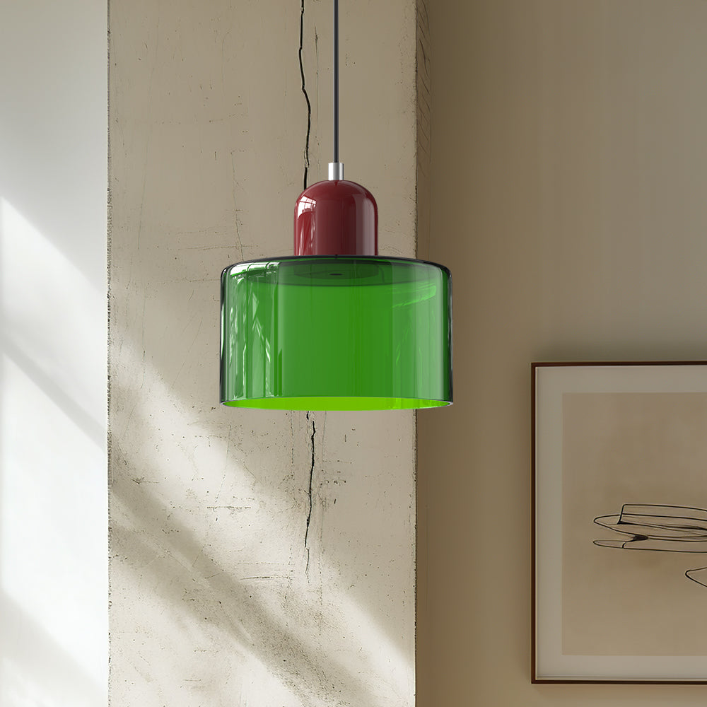 Bauhaus Glass Pendant Light — Vibrant Modernist Colored Shade