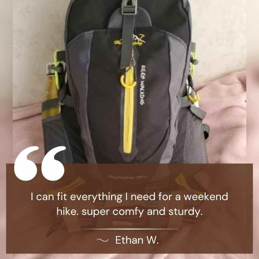 40L Waterproof Hiking Backpack - Adjustable Straps - Padded Back Panel - Blue, Black & Grey | meowbutter
