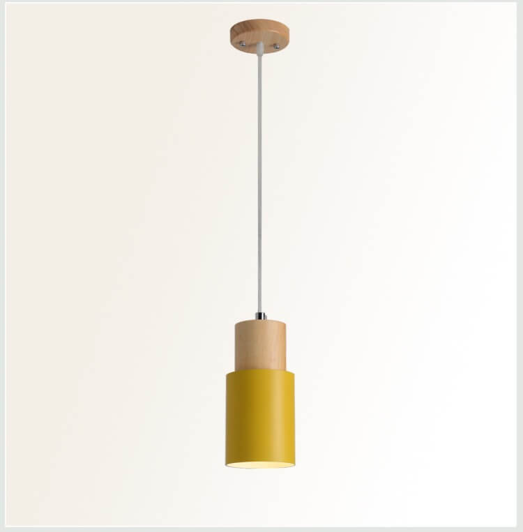 Lampada a sospensione cilindrica Nordic Macaron | Design moderno in legno e metallo | Meowbutter