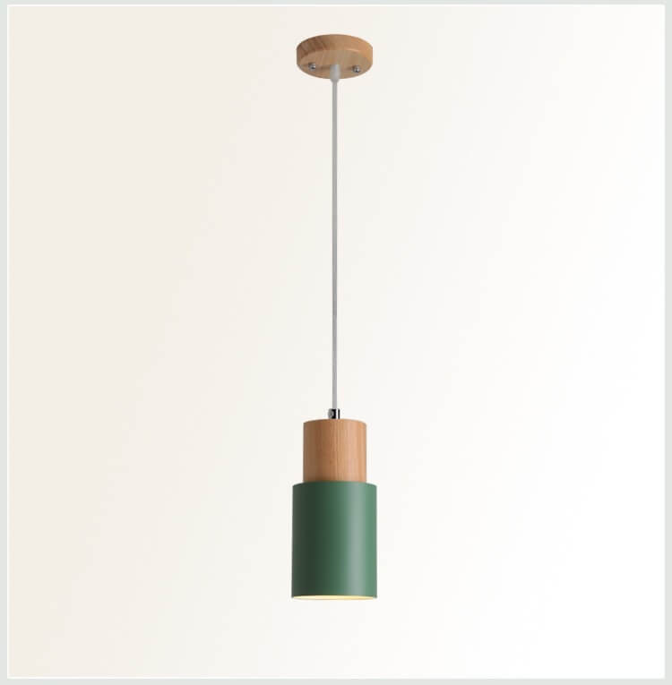 Lampada a sospensione cilindrica Nordic Macaron | Design moderno in legno e metallo | Meowbutter