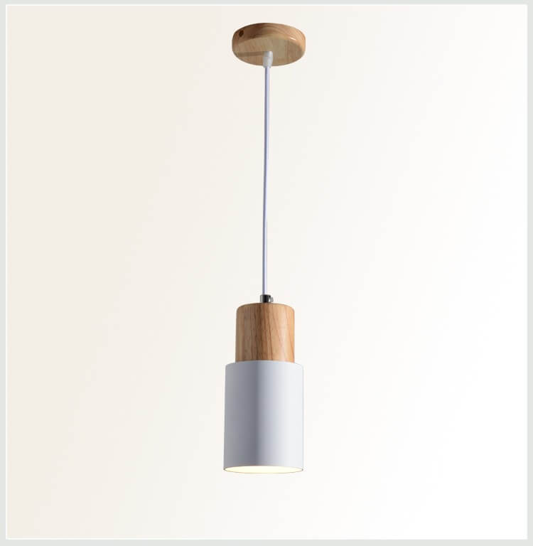 Lampada a sospensione cilindrica Nordic Macaron | Design moderno in legno e metallo | Meowbutter