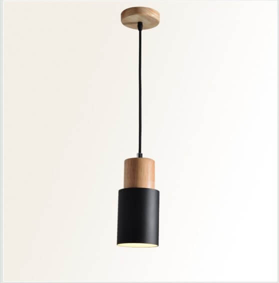 Lampada a sospensione cilindrica Nordic Macaron | Design moderno in legno e metallo | Meowbutter