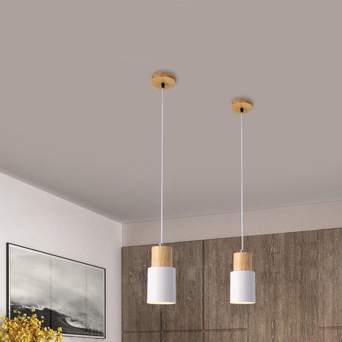 Lampada a sospensione cilindrica Nordic Macaron | Design moderno in legno e metallo | Meowbutter