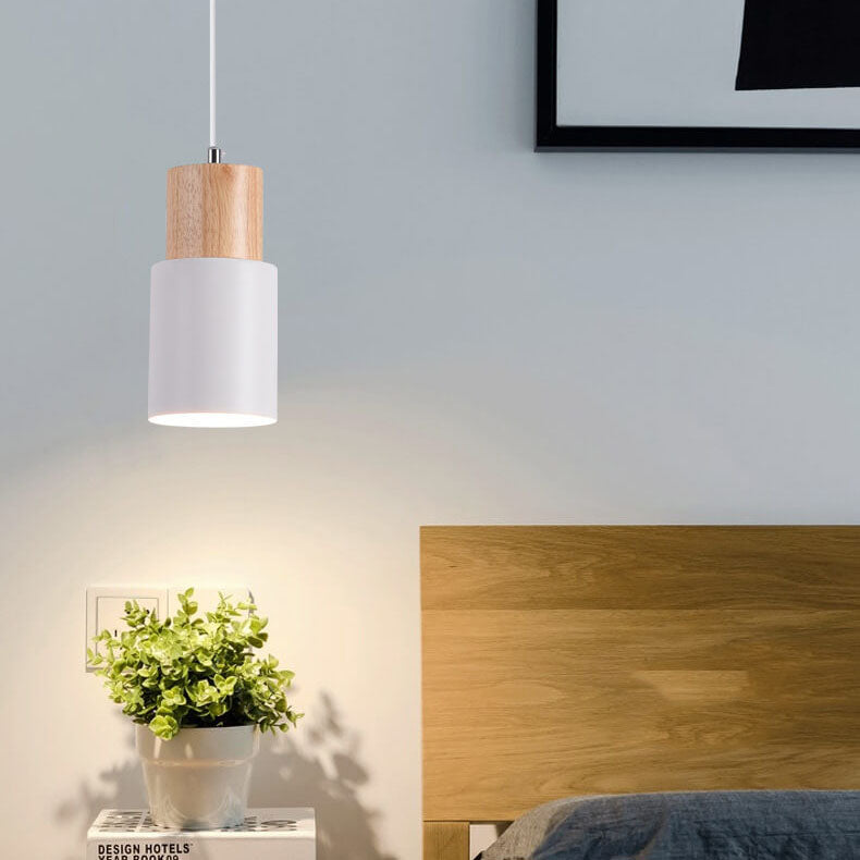 Lampada a sospensione cilindrica Nordic Macaron | Design moderno in legno e metallo | Meowbutter