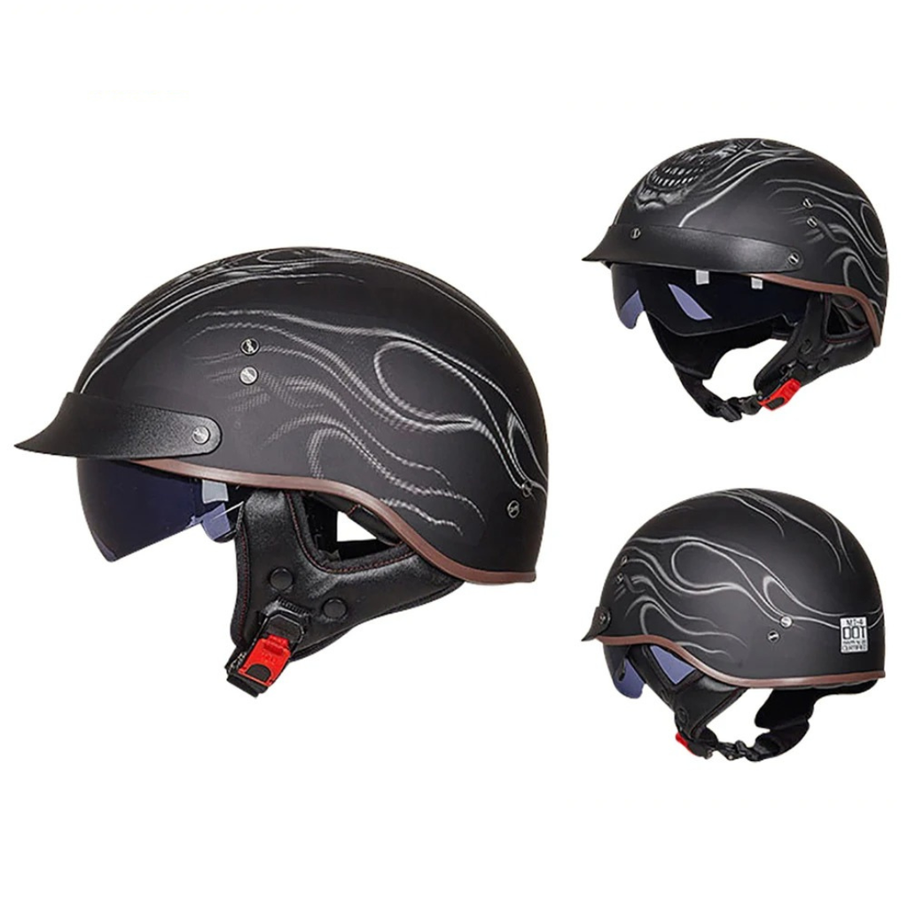 Casco de motociclista abierto estilo clásico – Certificado DOT - Meowbutter
