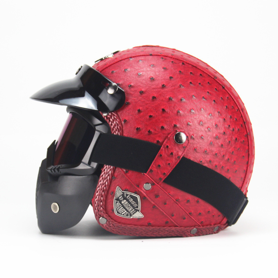 Casco Abierto de Cuero Vintage Premium - Aprobado por DOT y ECE - Meowbutter
