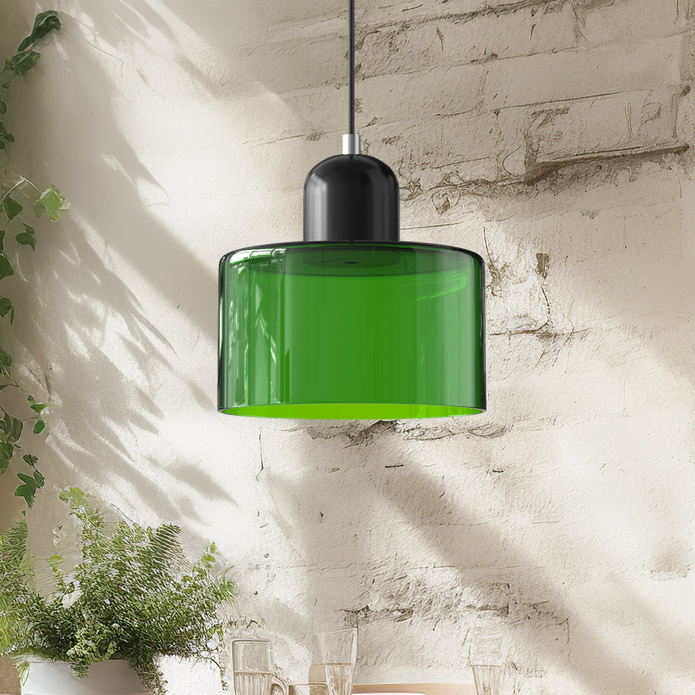 Bauhaus Glass Pendant Light — Vibrant Modernist Colored Shade