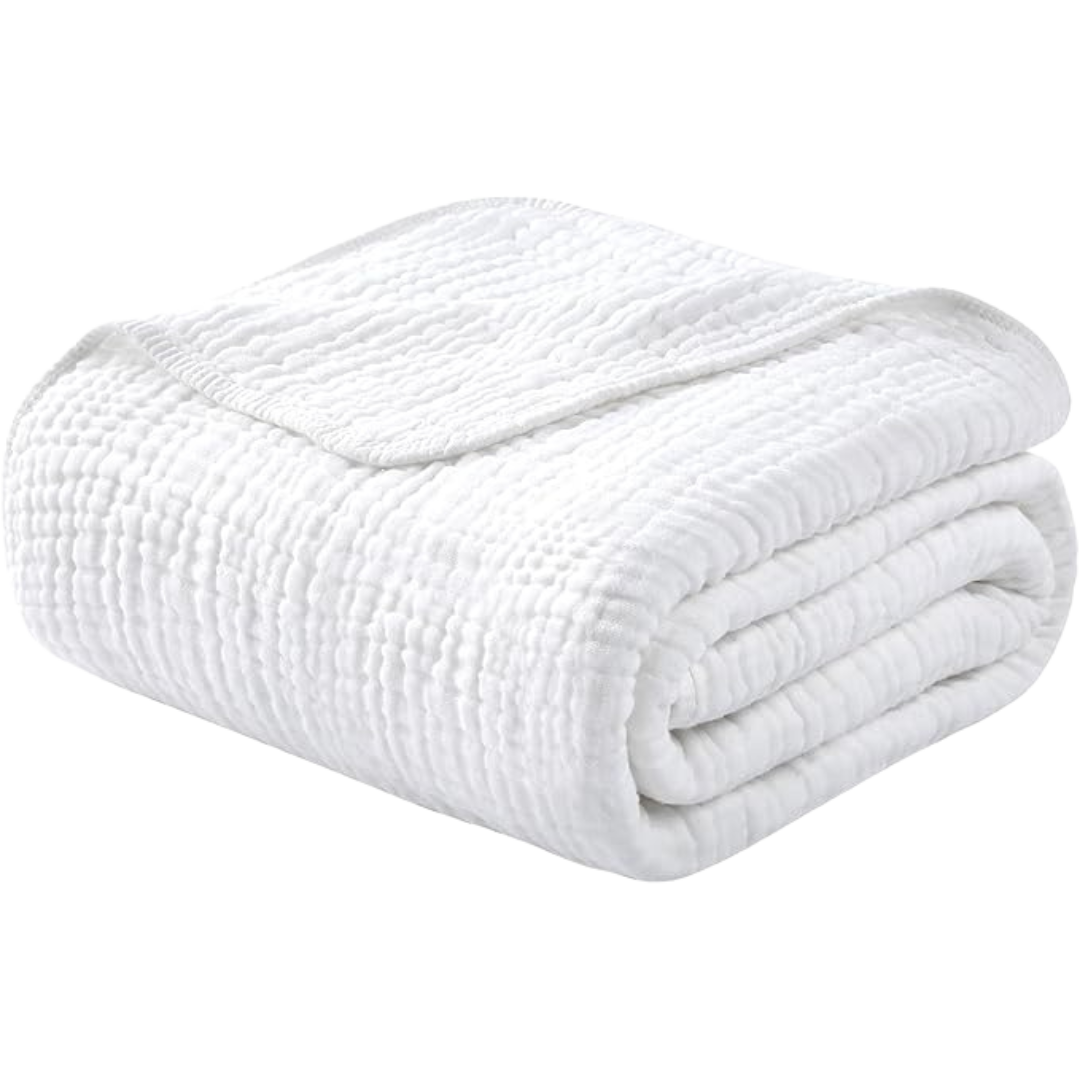 Klassische Decke mit Monogramm aus 100 % Musselin-Baumwolle