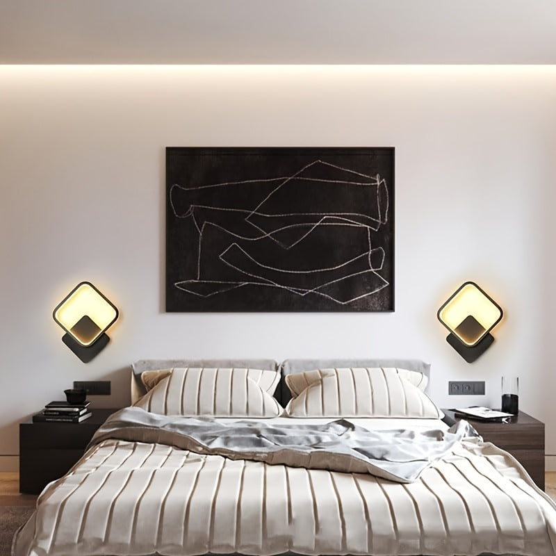 Moderne quadratische LED-Wandleuchte – Metallgehäuse, gehärtetes Acryl, 14W, 25x29cm