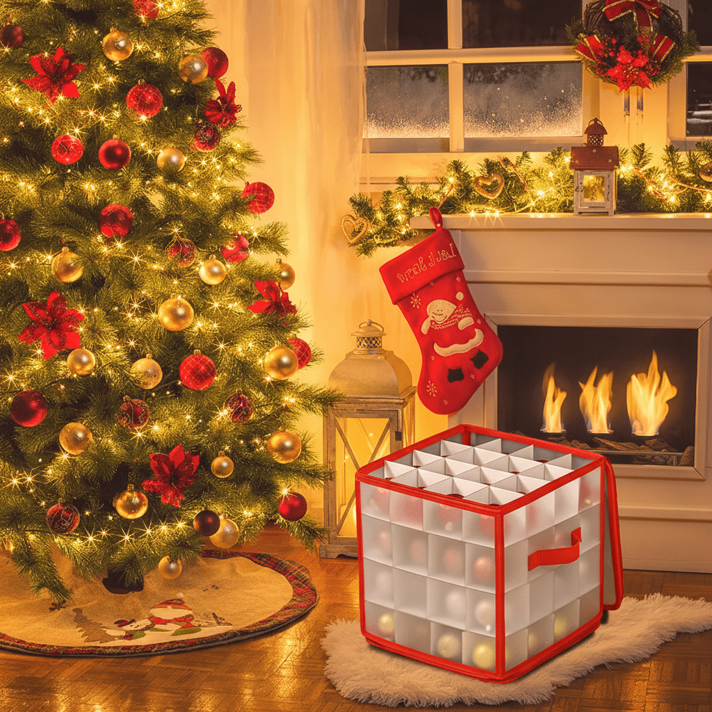 Clear Plastic Ornament Storage Box — Transparent & Stackable