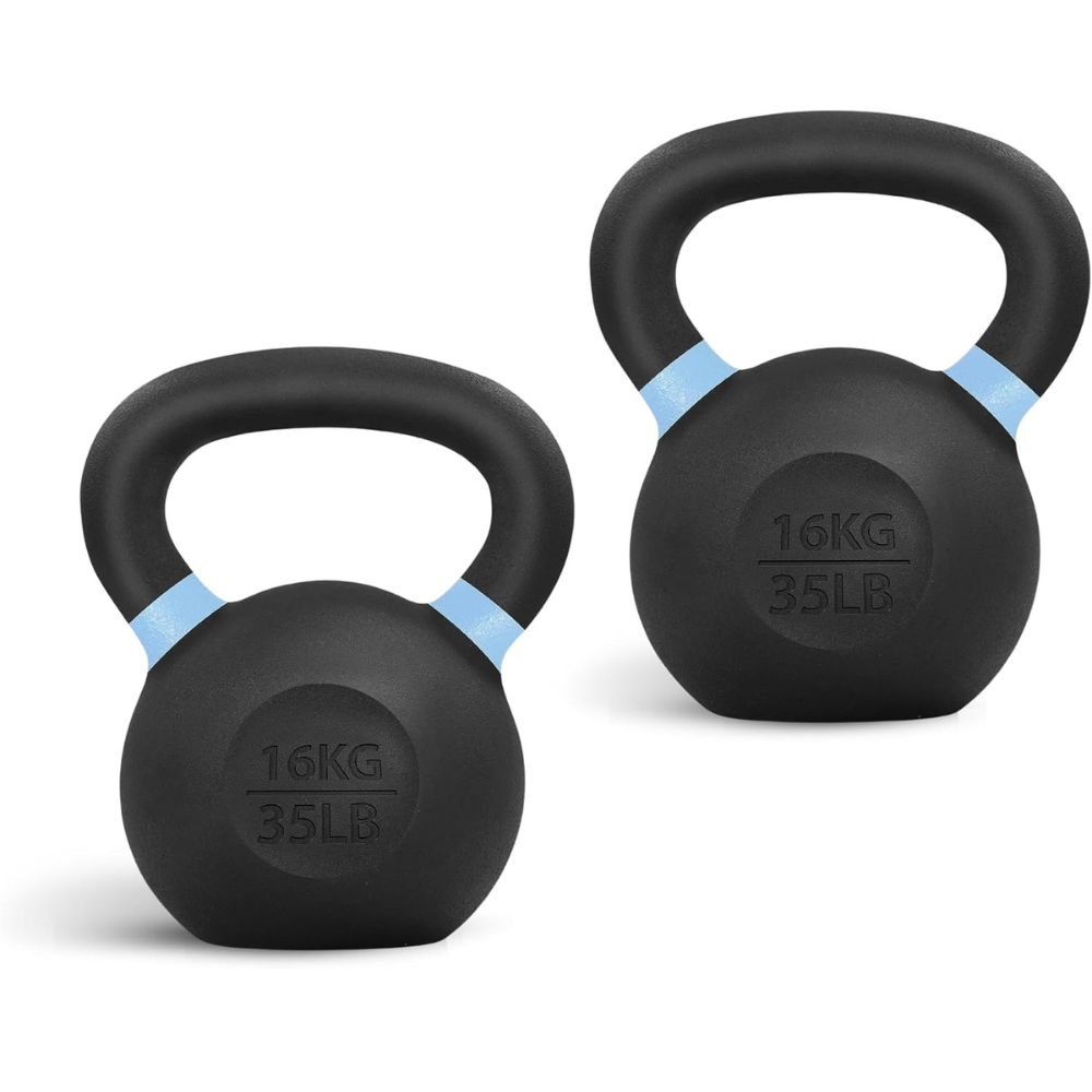 Kettlebell i støbejern — solid konstruktion i ét stykke, pulverlakeret overflade
