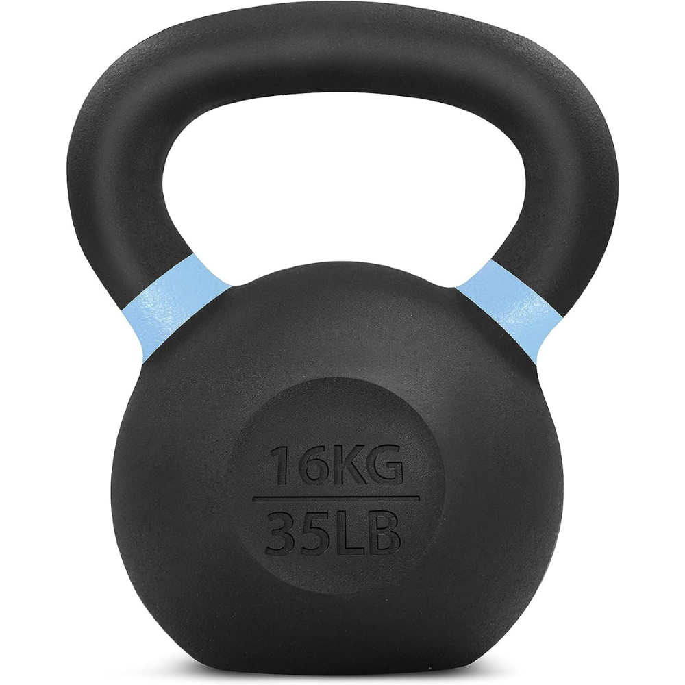 Kettlebell i støbejern — solid konstruktion i ét stykke, pulverlakeret overflade