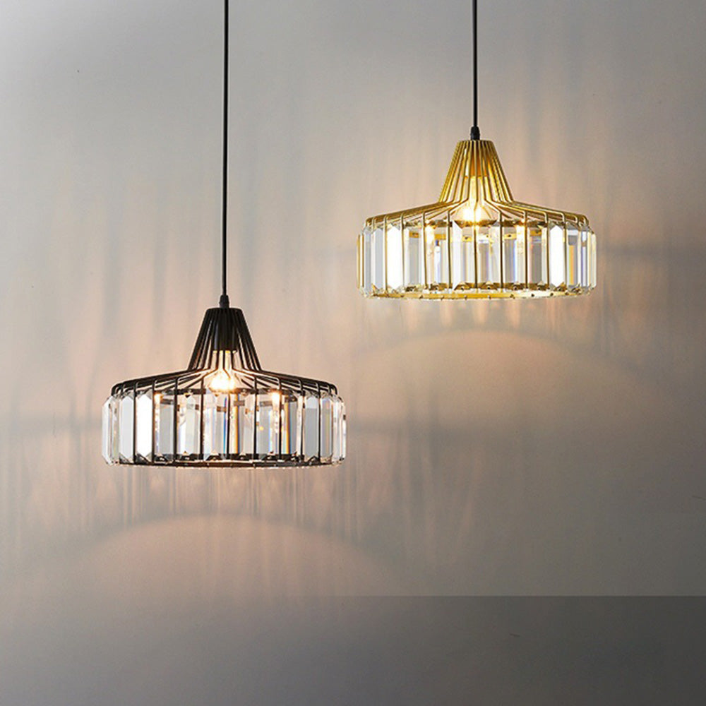 Modern Black Crystal Pendant Light | Elegant Hanging Fixture | Meowbutter
