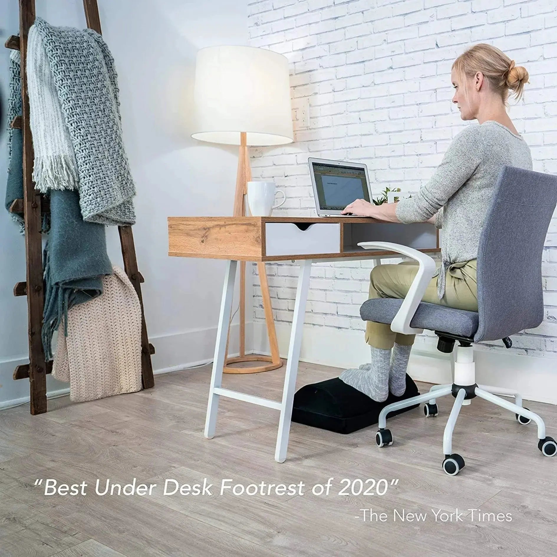 Foot Rest For Desk Use With Plush Velvet Cover