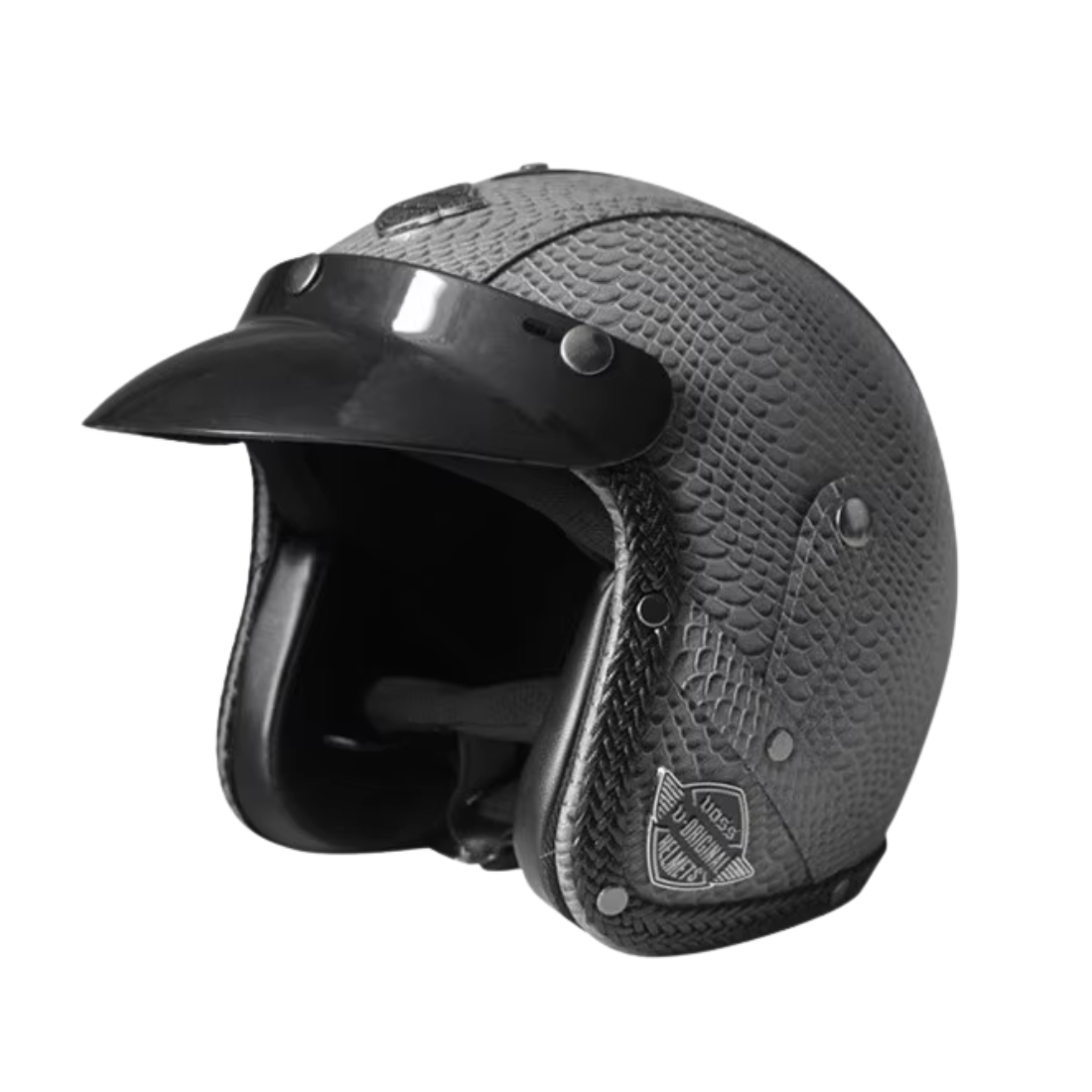 Casco Abierto de Cuero Vintage Premium - Aprobado por DOT y ECE - Meowbutter