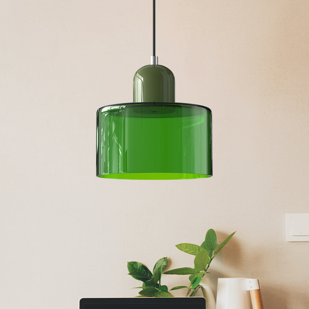 Bauhaus Glass Pendant Light — Vibrant Modernist Colored Shade