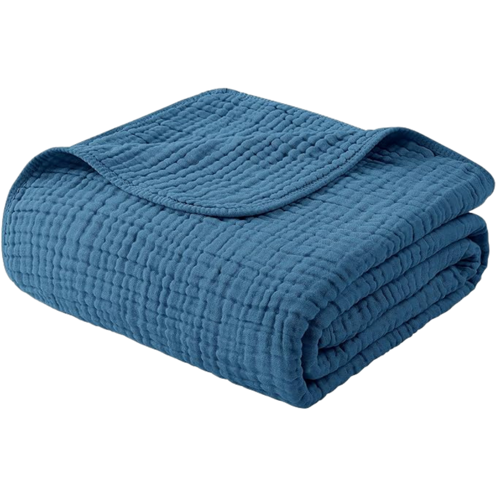 Klassische Decke mit Monogramm aus 100 % Musselin-Baumwolle