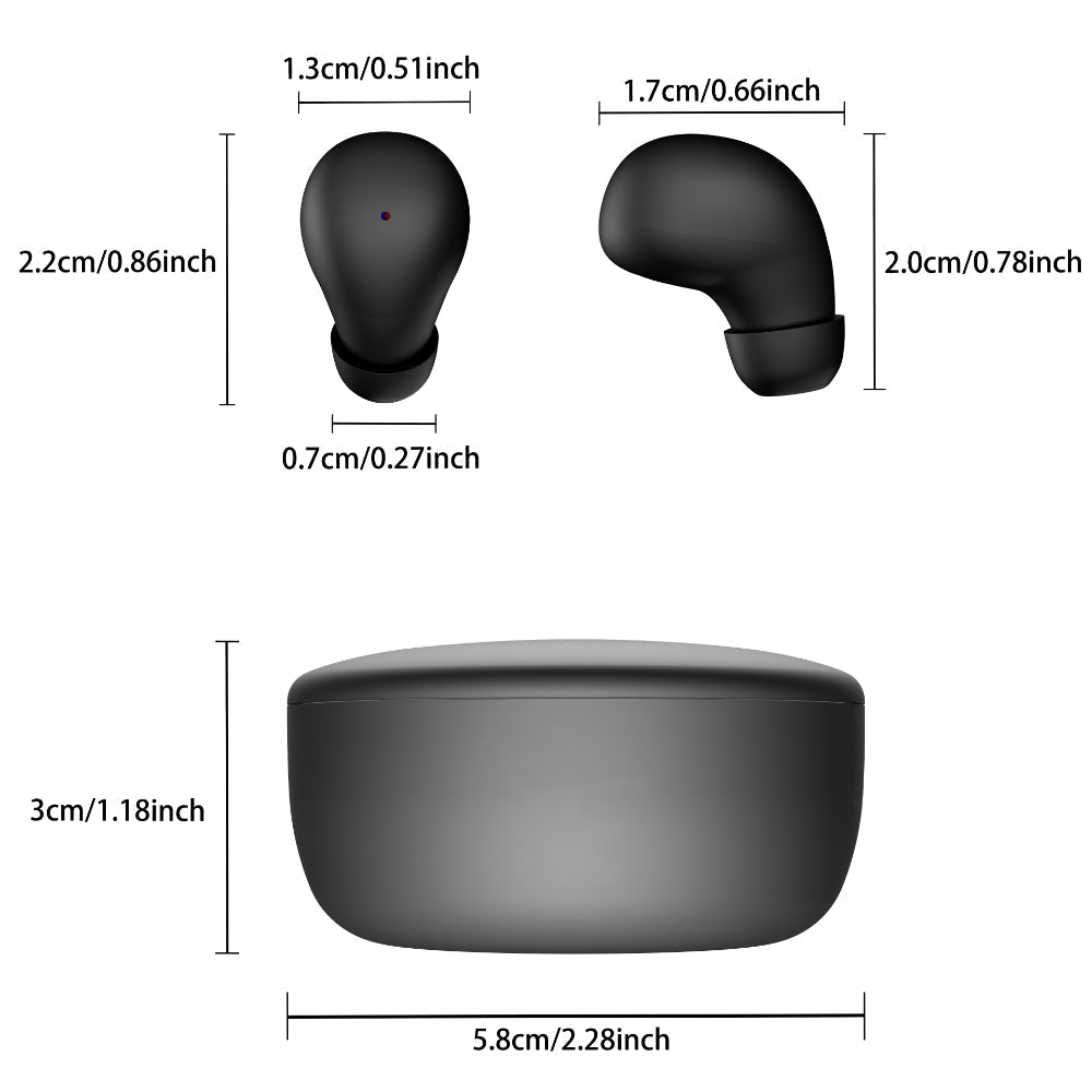 Compact Rechargeable Wireless Earphones — Touch Controls, In-Ear Design