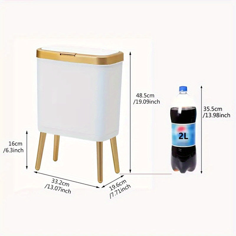 15L Odour Sealing Trash Can — Rectangular Shape, Raised Feet
