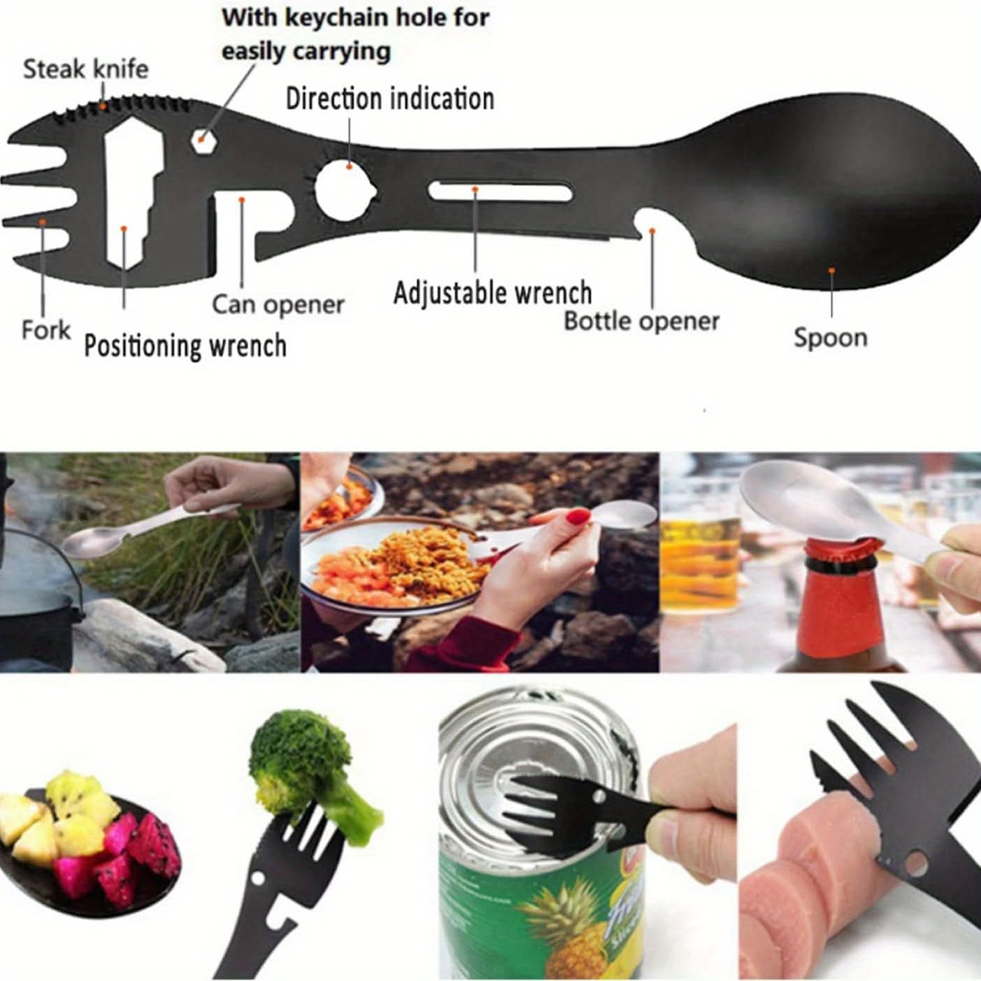 Wielofunkcyjny spork kempingowy do jedzenia na świeżym powietrzu | meowbutter