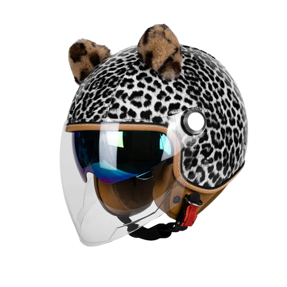 Casco Retro Jet 3/4 – Cara Abierta con Doble Visera Aprobado DOT/ECE - Meowbutter
