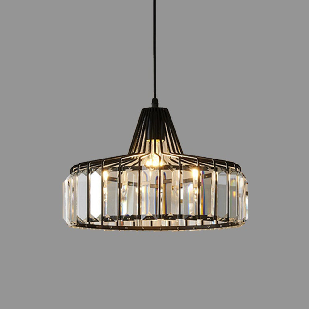 Modern Black Crystal Pendant Light | Elegant Hanging Fixture | Meowbutter