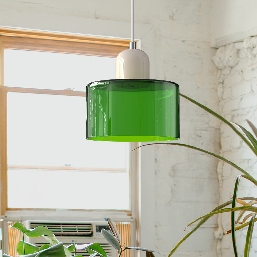 Bauhaus Glass Pendant Light — Vibrant Modernist Colored Shade