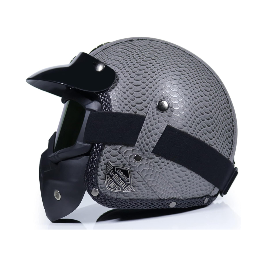 Casco Abierto de Cuero Vintage Premium - Aprobado por DOT y ECE - Meowbutter