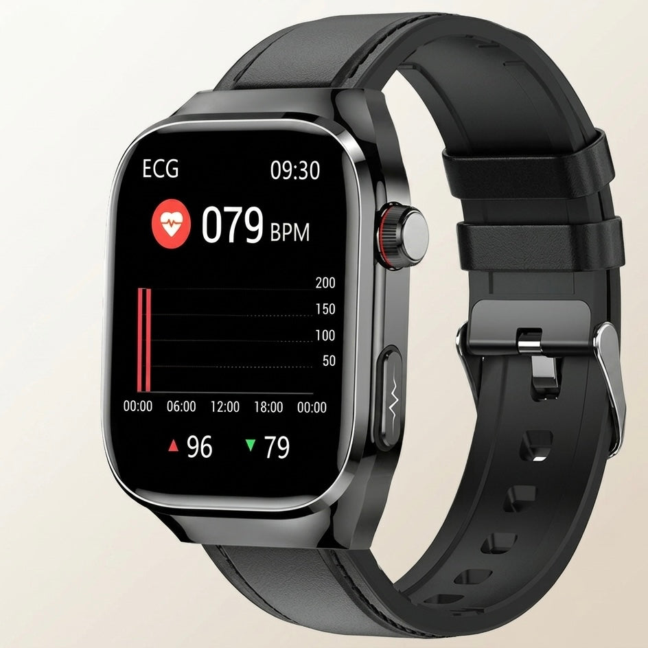 Relógio Inteligente ECG - Ecrã AMOLED 2,04" - IP68 - Chamadas Bluetooth - 650mAh - Monitorização de Batimentos Cardíacos e Sono | meowbutter