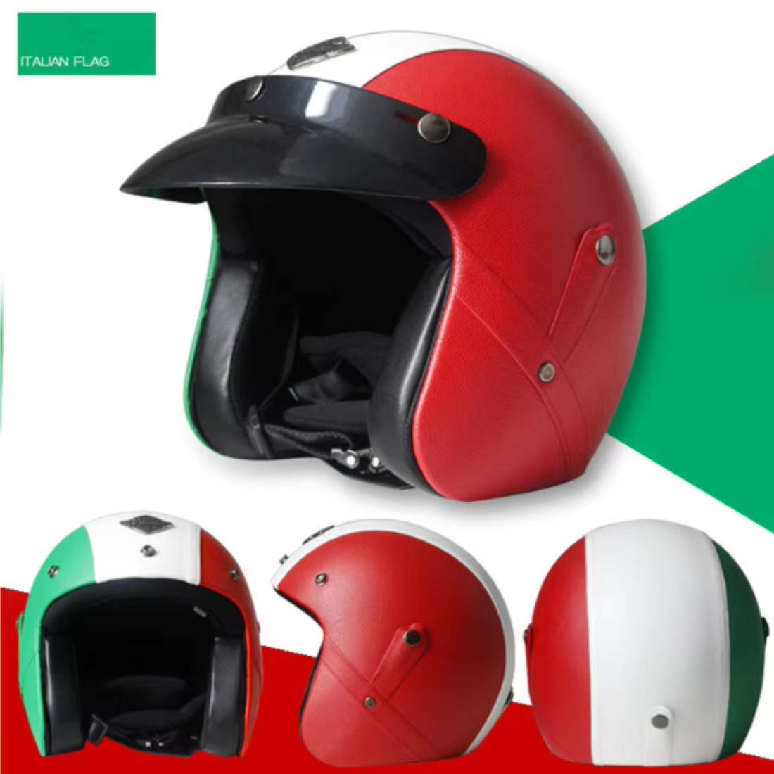 Casco Abierto de Cuero Vintage Premium - Aprobado por DOT y ECE - Meowbutter