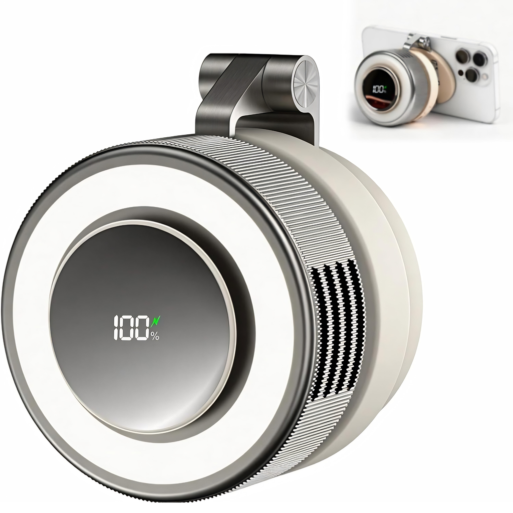 Compact Magnetic Fan With 360 Degree Cooling And Portable LED Light