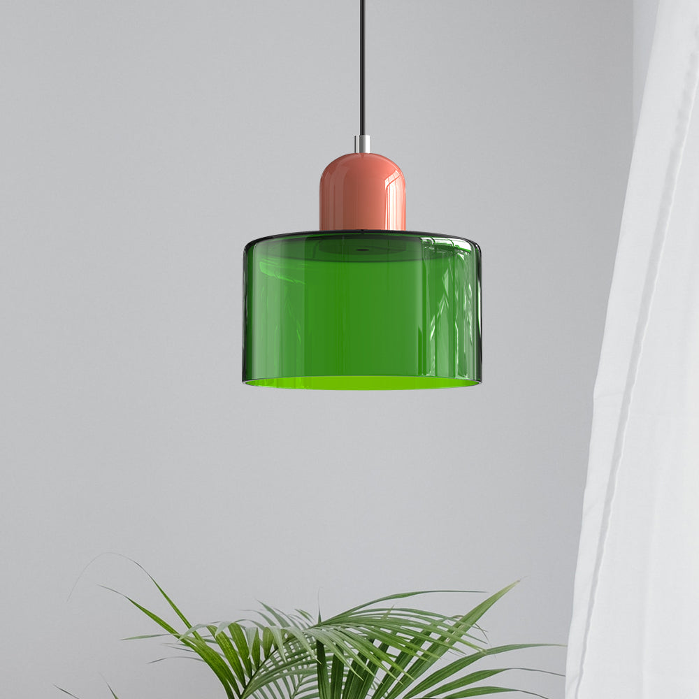 Bauhaus Glass Pendant Light — Vibrant Modernist Colored Shade