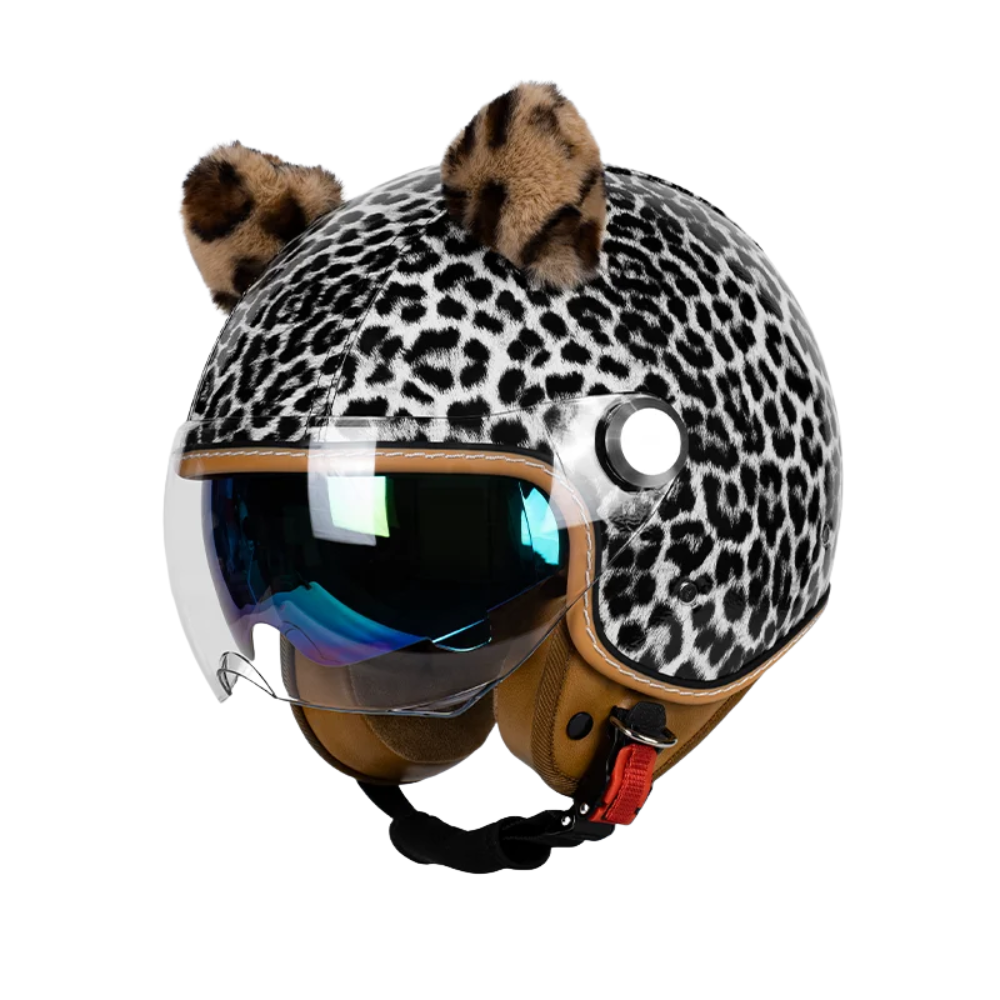 Casco Retro Jet 3/4 – Cara Abierta con Doble Visera Aprobado DOT/ECE - Meowbutter