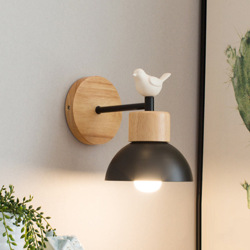 Lampă de perete cu pasăre nordică din lemn | Aplica de perete LED pentru noptieră | Meowbutter