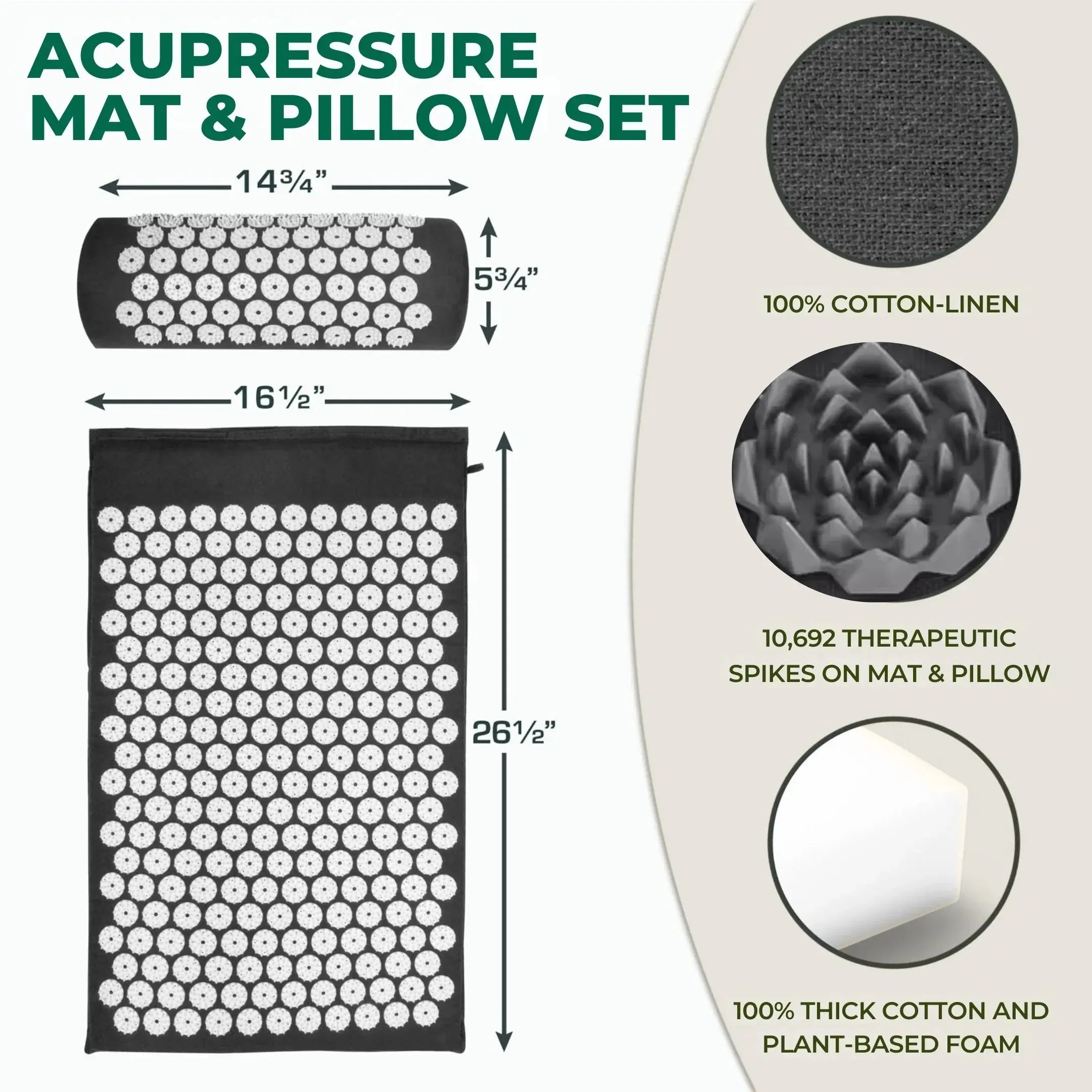 Acupressure Mat and Pillow Bundle for Relaxation