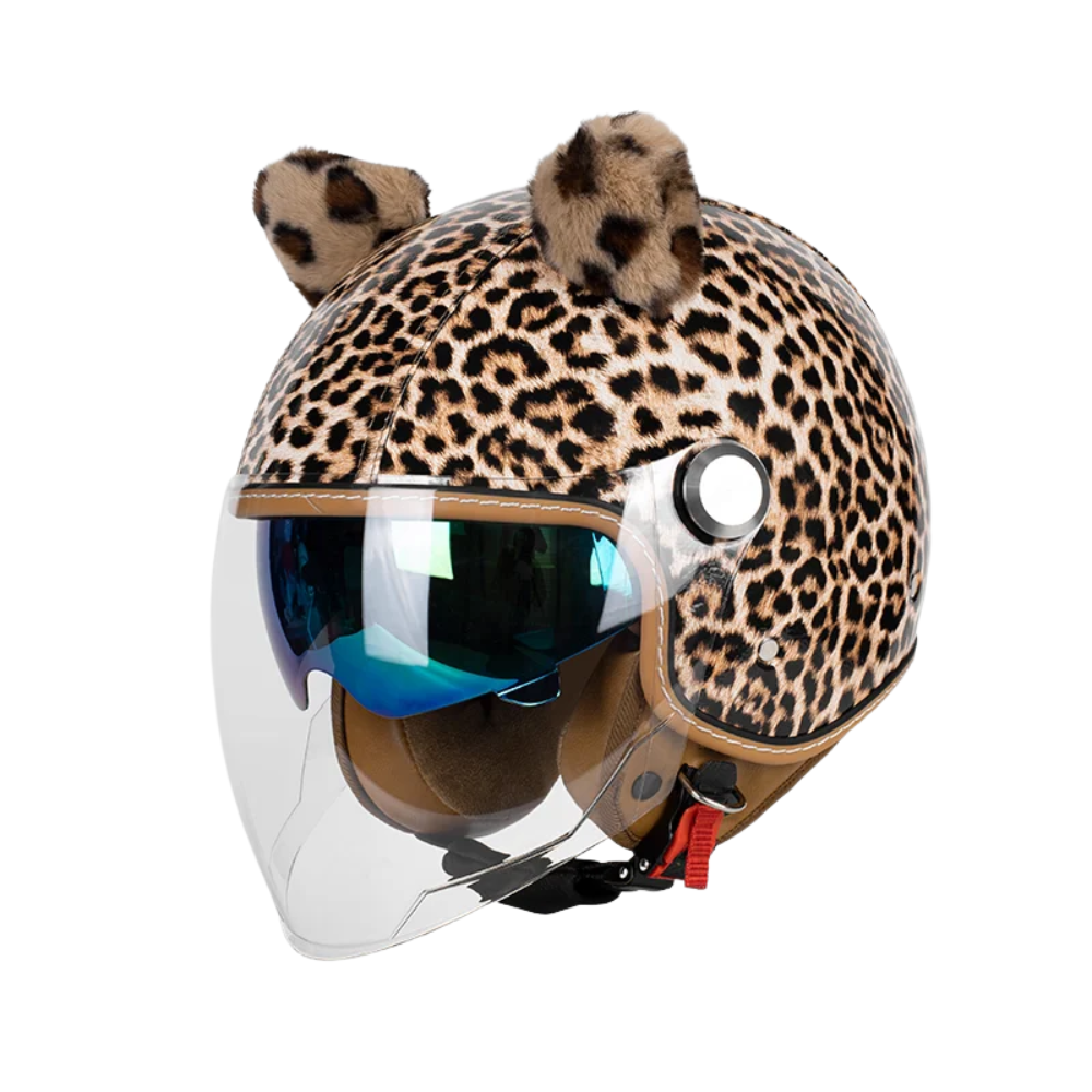 Casco Retro Jet 3/4 – Cara Abierta con Doble Visera Aprobado DOT/ECE - Meowbutter