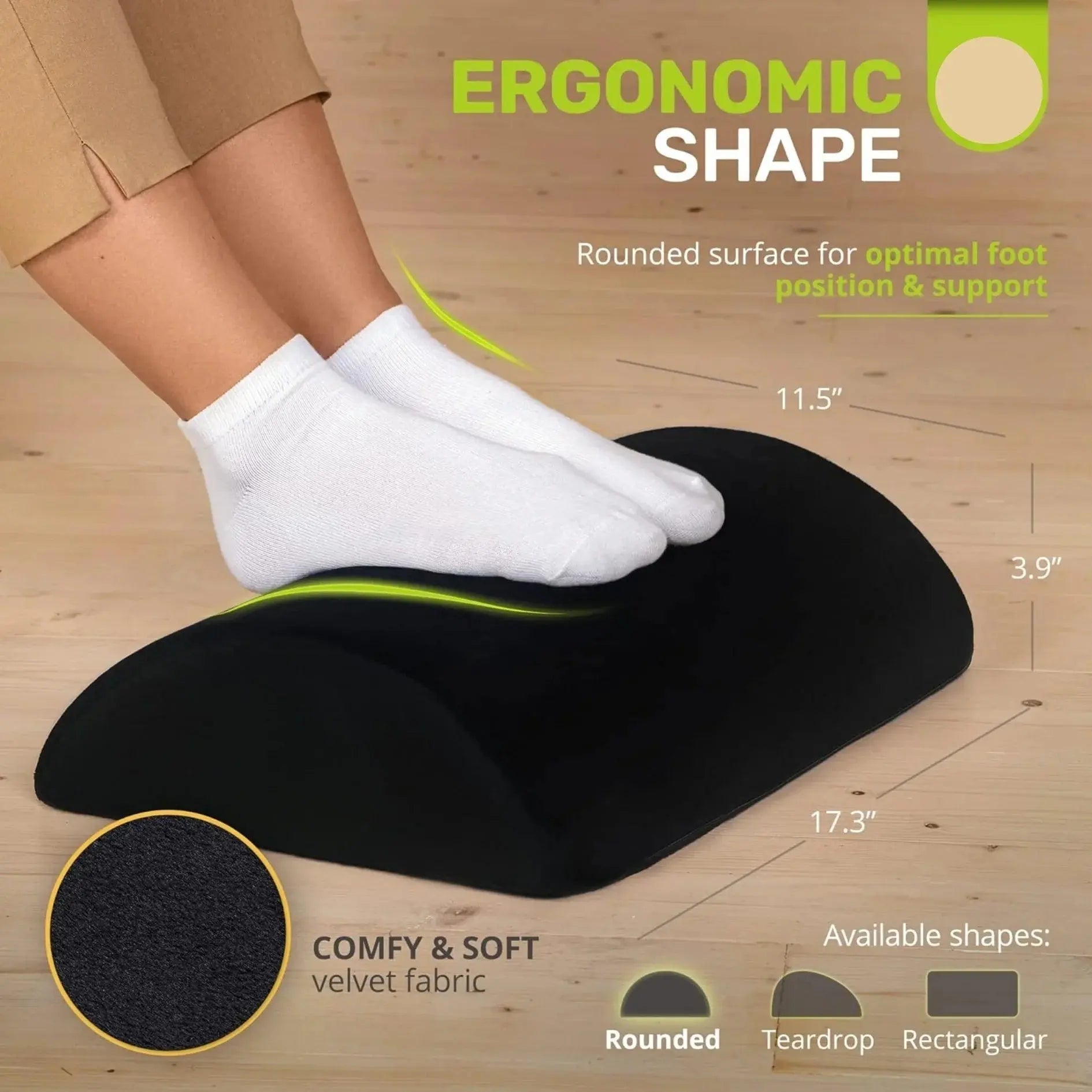 Foot Rest For Desk Use With Plush Velvet Cover